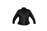 Women's Black Leather Jacket with Gun Pockets