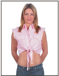 Women Pink Denim Sleeveless Shirt with Buttons