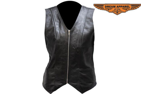 Womens Soft Touch Leather Classic Style Vest