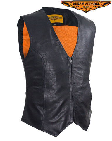 Womens Cowhide Leather Classic Style Vest