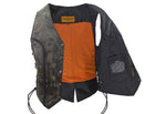 Womens Longer Cut Distressed Brown Cowhide Leather Motorcycle Vest