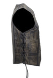 Womens Longer Cut Distressed Brown Cowhide Leather Motorcycle Vest