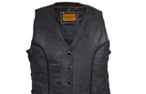 Women's Long Gray Motorcycle Vest with Braid