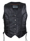 Womens Classic Style Longer Vest with Braid
