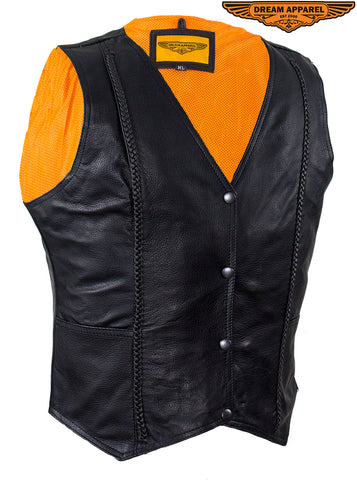 Womens Motorcycle Vest With Stylish Braid