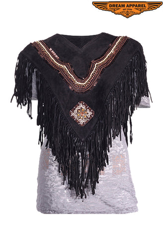 Women Poncho  With Fringes