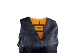 Womens Cowhide Leather Motorcycle Vest With 7 Pockets