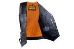 Womens Cowhide Leather Motorcycle Vest With 7 Pockets