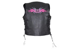 Black Gun Pocket Vest with Small Studded Pink Butterfly
