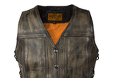 Womens Distressed Brown Naked Cowhide Leather Vest