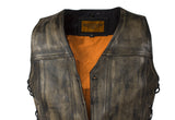 Womens Distressed Brown Naked Cowhide Leather Vest