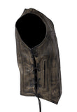 Womens Distressed Brown Naked Cowhide Leather Vest