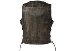 Womens Distressed Brown Naked Cowhide Leather Vest