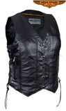 Womens Leather Motorcycle Vest With Concealed Carry Pockets & Side Laces