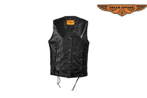 Womens Leather Vest With Laces In The Front