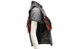 Womens Black & Orange Vest With Fringes