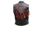 Womens Black & Orange Vest With Fringes