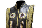 Womens Leather Vest With Circular Bead Work