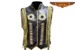 Womens Leather Vest With Circular Bead Work
