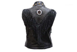 Womens Leather Vest With Nylon Lining Bone & Beads