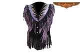 Womens Leather Vest With Bones, Beads & Studs