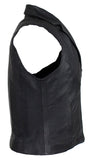 Womens Plain Classic Soft Leather Motorcycle Vest