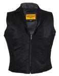 Womens Plain Classic Soft Leather Motorcycle Vest