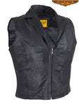 Womens Plain Classic Soft Leather Motorcycle Vest