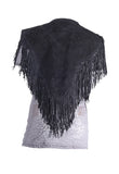 Womens Motorcycle Poncho With Beads & Fringes