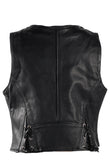 Womens Biker Leather Vest With Gun Pockets