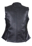 Womens Leather Motorcycle Vest With Two Gun Pockets