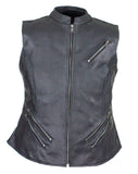 Womens Leather Motorcycle Vest With Two Gun Pockets