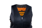 Womens Leather Motorcycle  Zip Up Leather Vest With Concealed Carry