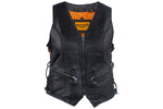 Womens Leather Motorcycle  Zip Up Leather Vest With Concealed Carry