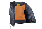 Womens Leather Motorcycle Vest With Satin Nickel Studs