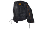 Womens Leather Motorcycle Vest With Satin Nickel Studs