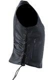 Womens Leather Motorcycle Vest With Satin Nickel Studs