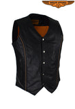 Black Reflective Gun Pocket Vest with Brown Piping