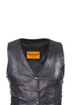 Ladies Naked Cowhide Leather Vest W/ Laces