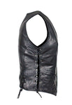 Ladies Naked Cowhide Leather Vest W/ Laces