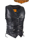 Ladies Naked Cowhide Leather Vest W/ Laces