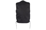 Black Denim Vest with Leather Side Laces