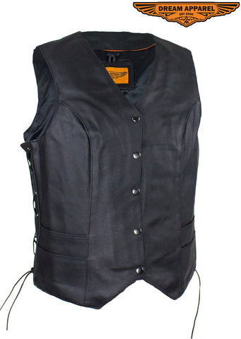 Women's Black Concealed Gun Pocket Vest with Side Laces
