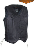 Women’s Black Concealed Gun Pocket Vest with Side Laces