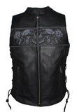 Womens Motorcycle Vest With Reflective Skulls