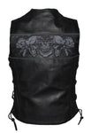 Womens Motorcycle Vest With Reflective Skulls