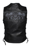 Womens Motorcycle Vest With Reflective Skulls