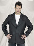 Mens Black Leather Blazer With Buttons