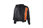 Men's Black Light Textile Motorcycle Jacket w/ Orange Stripe Design