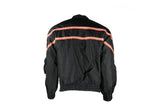 Men's Black Light Textile Motorcycle Jacket w/ Orange Stripe Across Design
